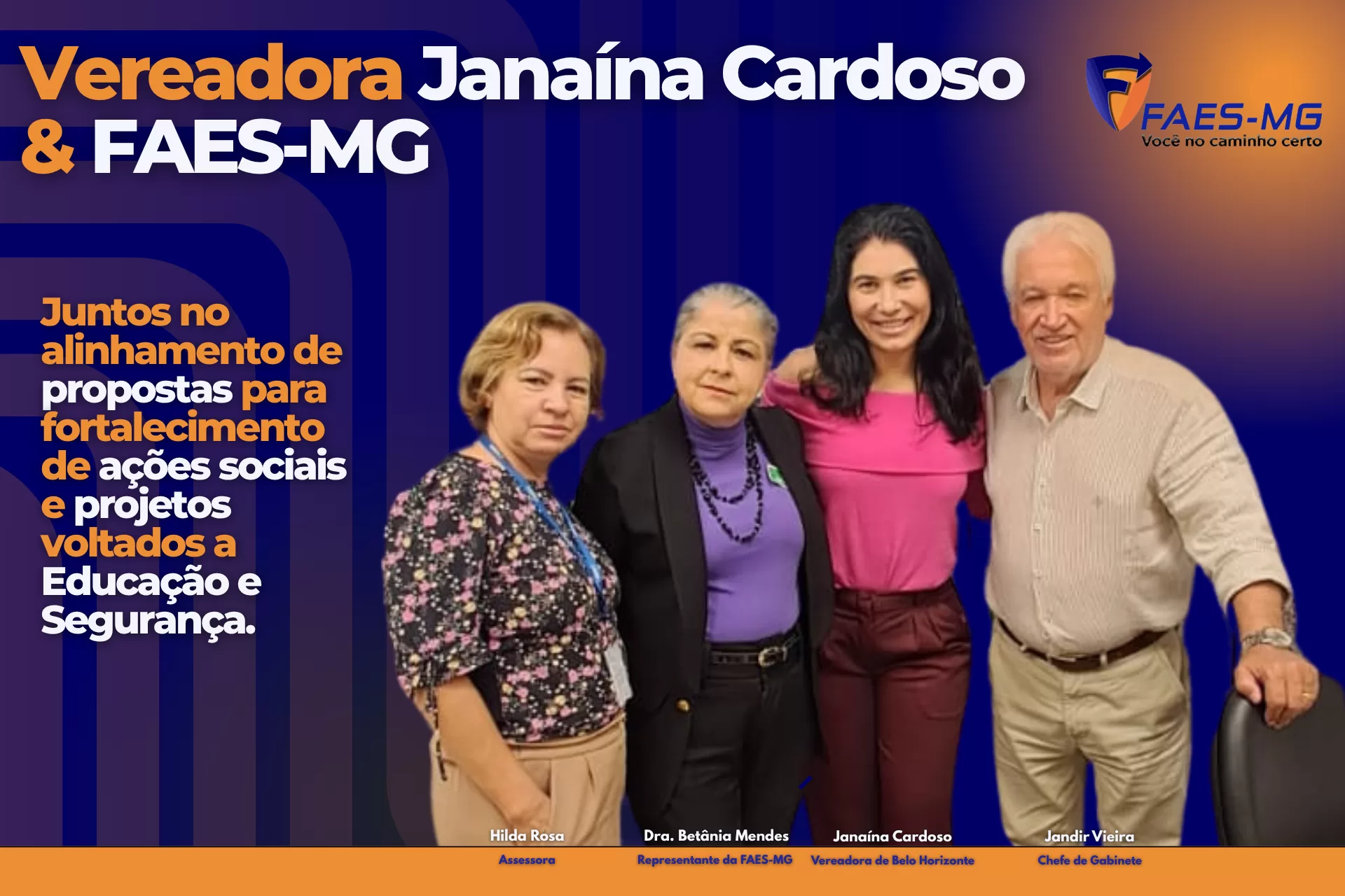 Diretora da Faculdade FAES-MG em reunião com vereadora para discutir educação, ação social e segurança pública